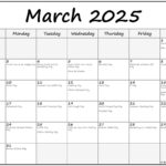 March 2025 With Holidays Calendar | National Day Calendar March 2025