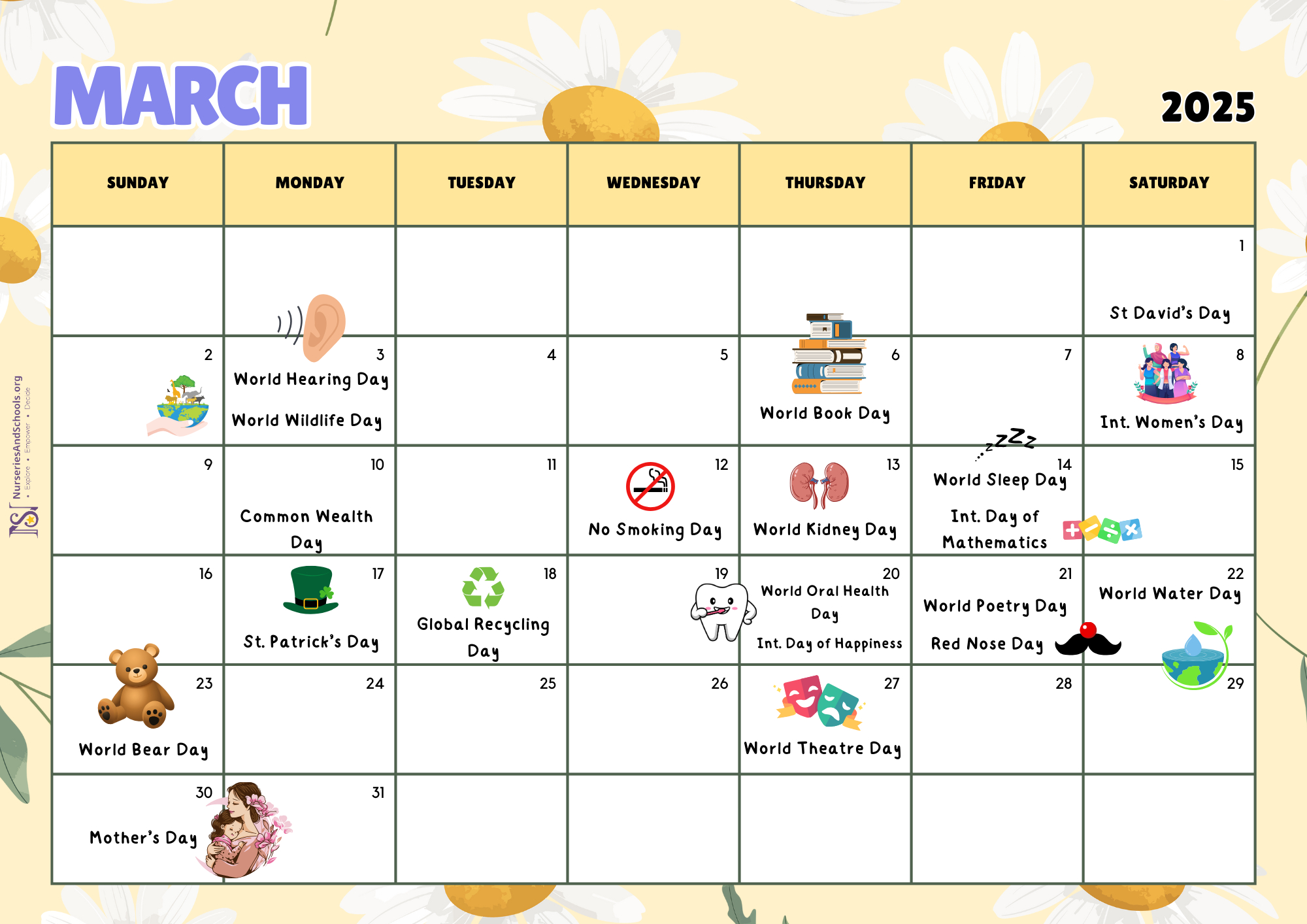 March Events Calendar 2025 - Free Worksheet | Uk | Calendar Events In March 2025