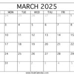 Printable March 2025 Calendar | 2025 Calendar March 2025