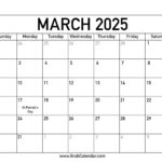 Printable March 2025 Calendar | March 2025 Calendar With Holidays Printable