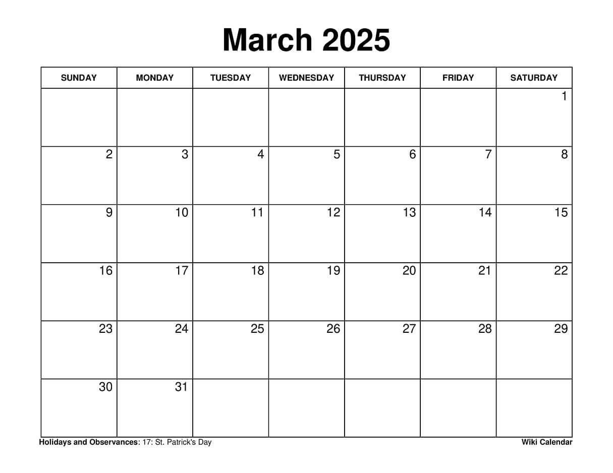 Printable March 2025 Calendar - Wiki Calendarwiki Calendar - Issuu | March 2025 Printable Calendar Wiki