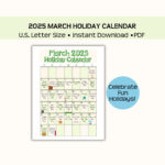 Printable March 2025 Holiday Calendar, Wacky Holidays, National |  Calendar 2025