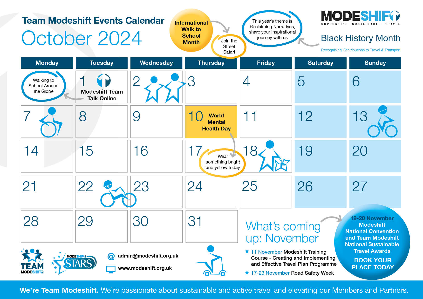 Team Modeshift Events Calendar – October 2024 – Modeshift | Calendar 2024