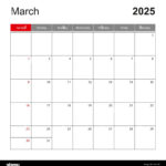 Wall Calendar Template For March 2025. Holiday And Event Planner | Event Calendar For March 2025