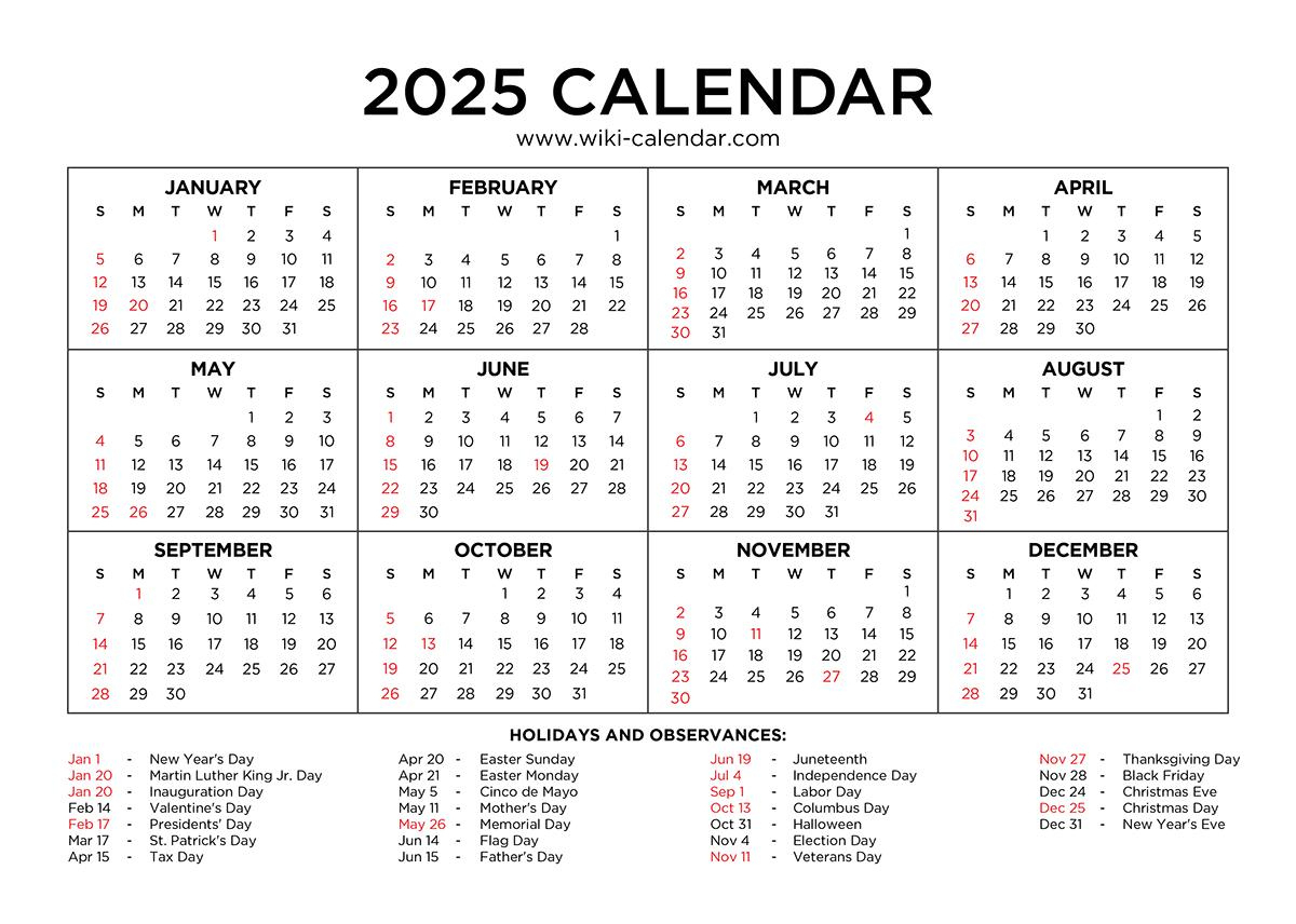 Year 2025 Calendar - Wiki Calendarwiki Calendar - Issuu | Calendar 2025