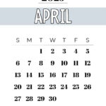 April 2025 Calendar   20 Cute & Free Printables | Saturdaygift | 5x7 Printable Calendar April 2025