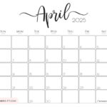 April 2025 Calendar   20 Cute & Free Printables | Saturdaygift | 5x7 Printable Calendar April 2025