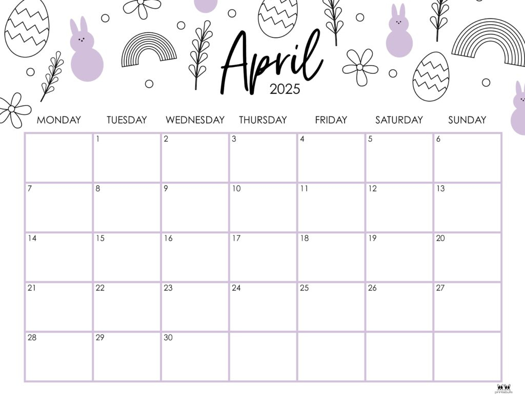 April 2025 Calendars - 107 Free Printables | Printabulls | Calendar April 2025 Printable Free