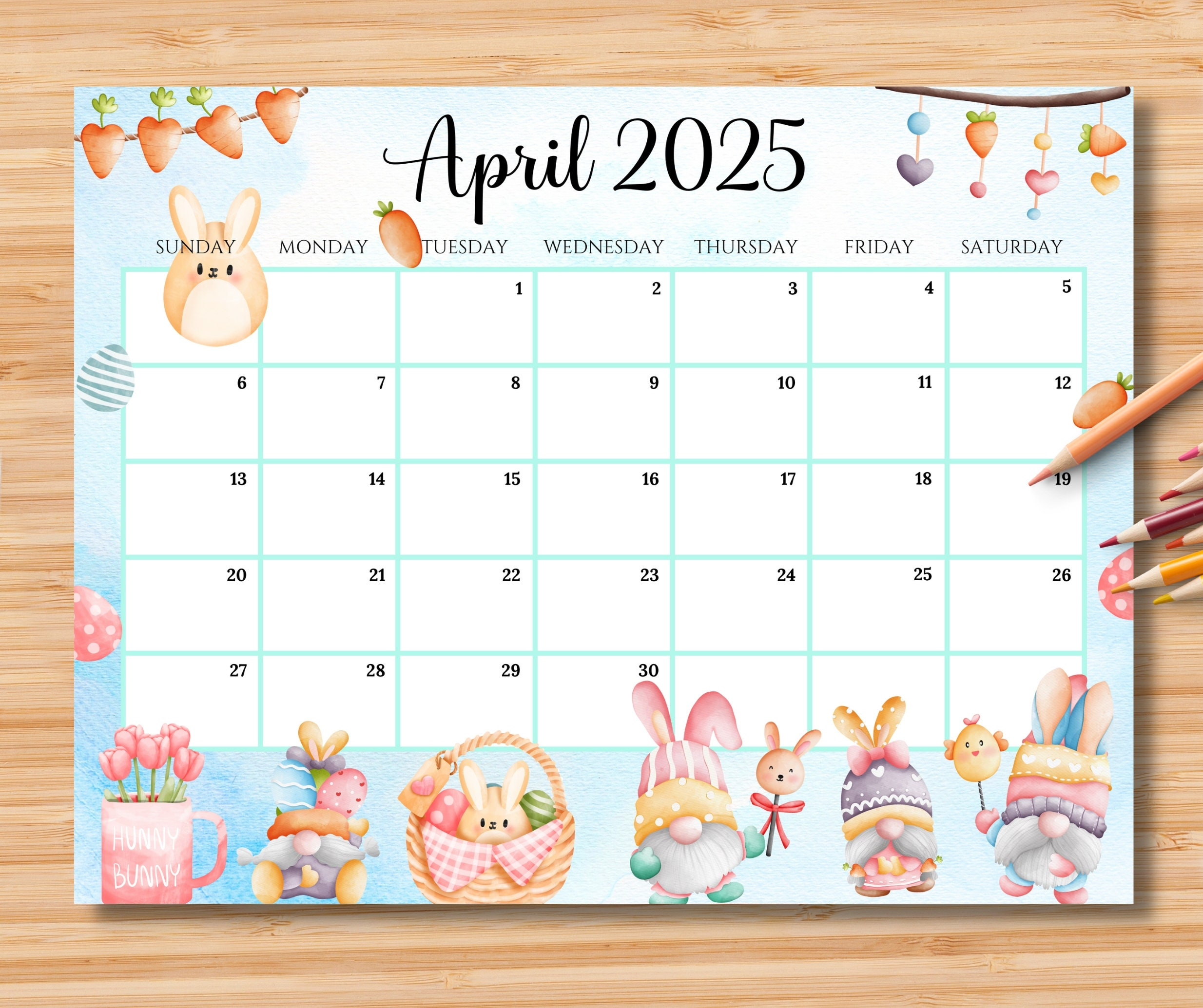 Editable Printable April 2024 Calendars - Etsy | 5x7 Printable Calendar April 2025