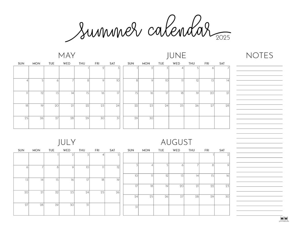 2025 Summer Calendars - 27 Free Printables | Printabulls | Calendar 2025