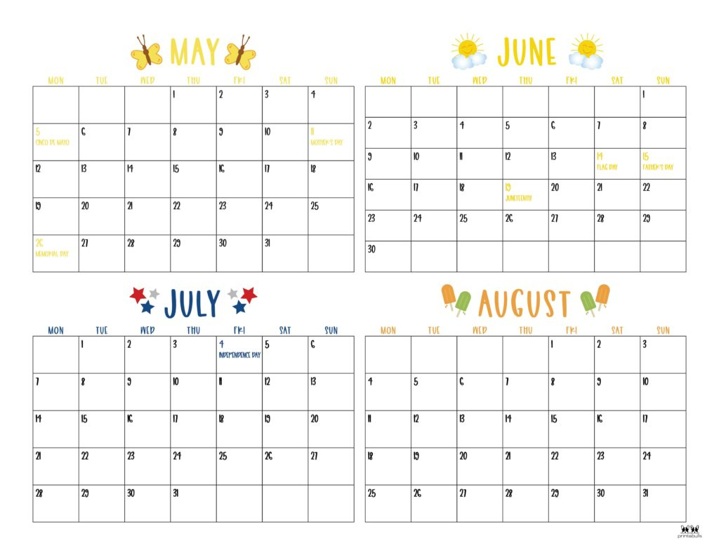 2025 Summer Calendars - 27 Free Printables | Printabulls | Calendar 2025