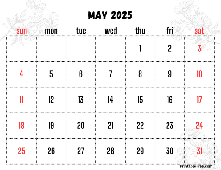 May 2025 Weekly Calendar Printable | Calendar 2025