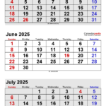 June 2025 Calendar | Templates For Pdf, Excel And Word | May June July Calendar 2025
