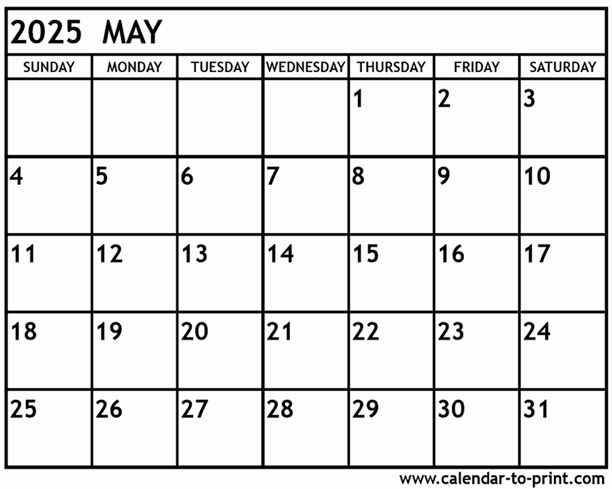 May 2025 Calendar Printable | Calendar April May 2025