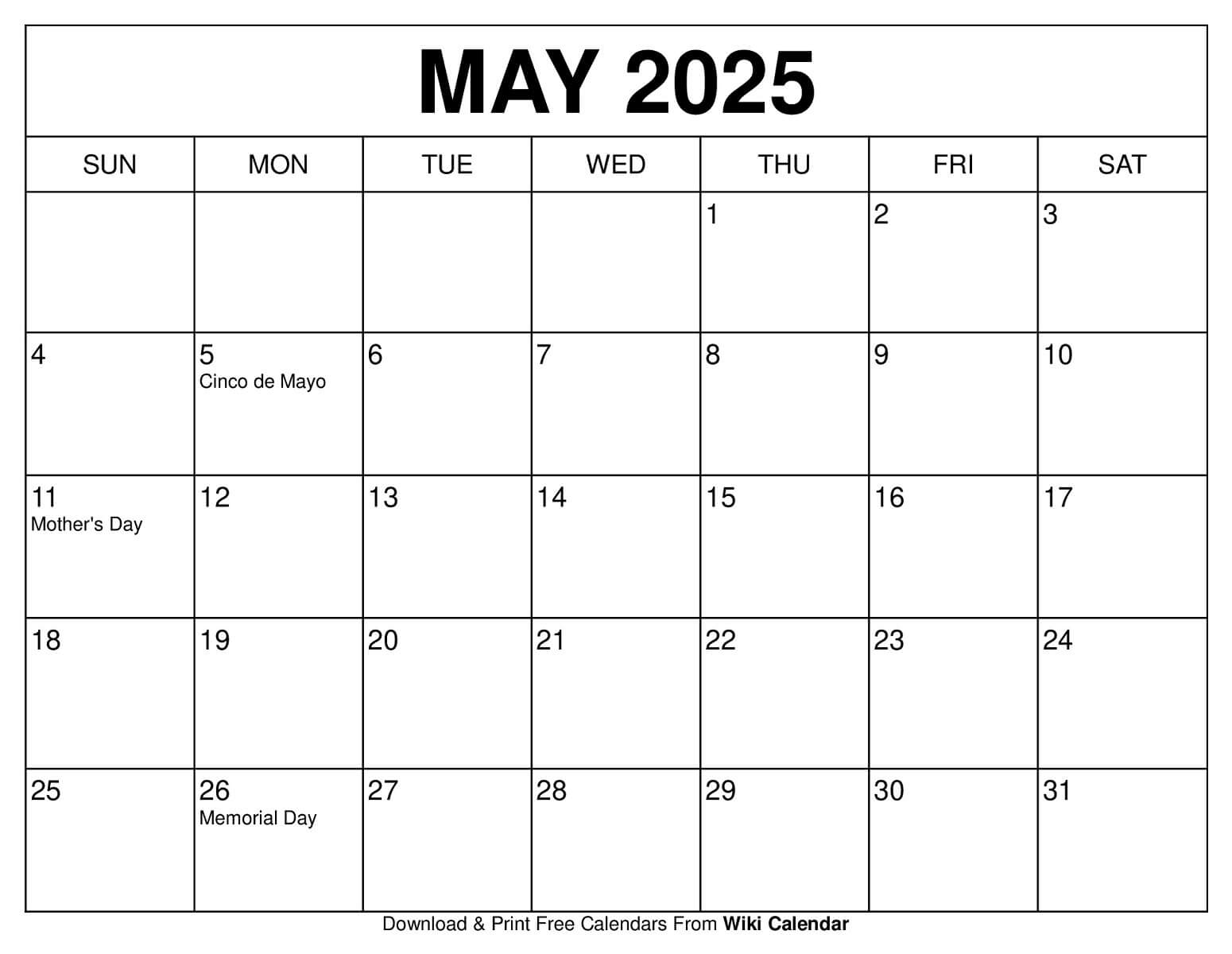 May 2025 Calendar - Printable Templates &amp;amp; More | Show Me A Calendar For May 2025