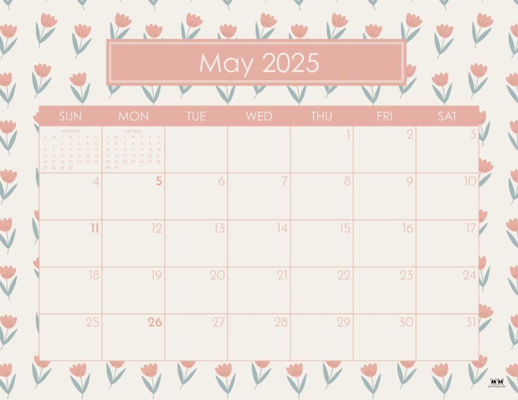 May 2025 Calendars - 107 Free Printables | Printabulls | Cute May 2025 Printable Calendar