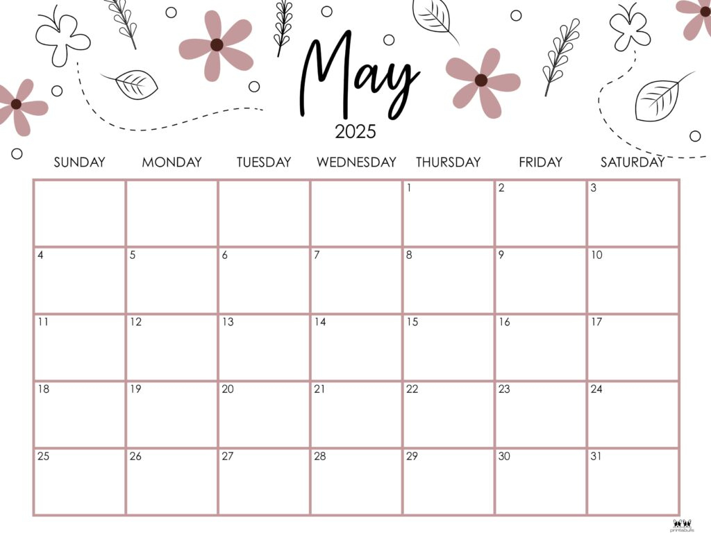 May 2025 Calendars - 107 Free Printables | Printabulls | May 2025 Calendar Free