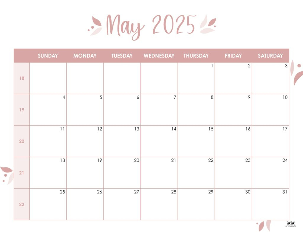 May 2025 Calendars - 107 Free Printables | Printabulls | Show Me A Calendar For May 2025