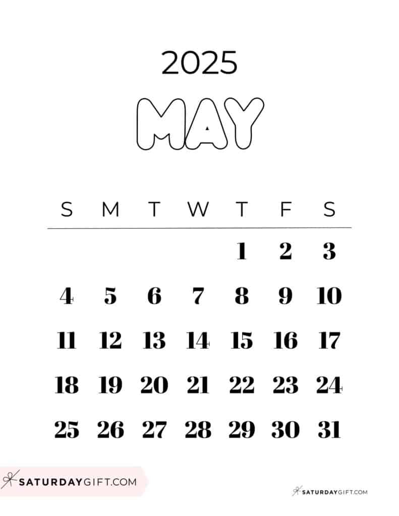 May 2025 Calendars - 23 Cute Free Printable Pdfs | Saturdaygift | Calendar 2025