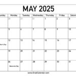 Printable May 2025 Calendar |  Calendar 2025