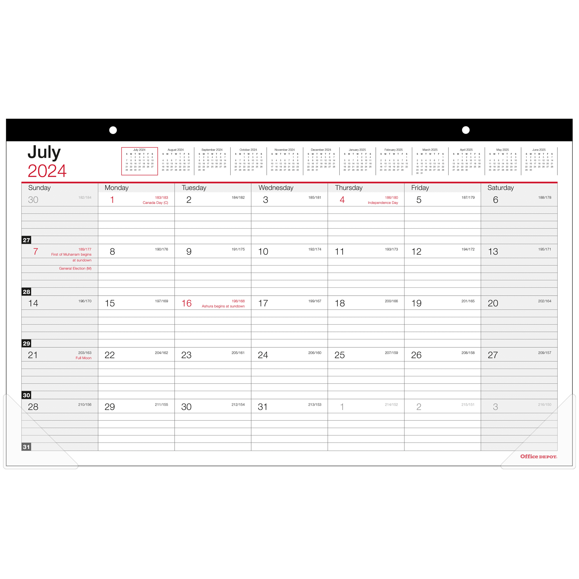 2024-2025 Office Depot® Brand Monthly Academic Desk Calendar, 17-3/4&amp;quot; X 10-7/8&amp;quot;, 30% Recycled, July 2024 To June 2025 | July 2024 - June 2025 Desk Calendar