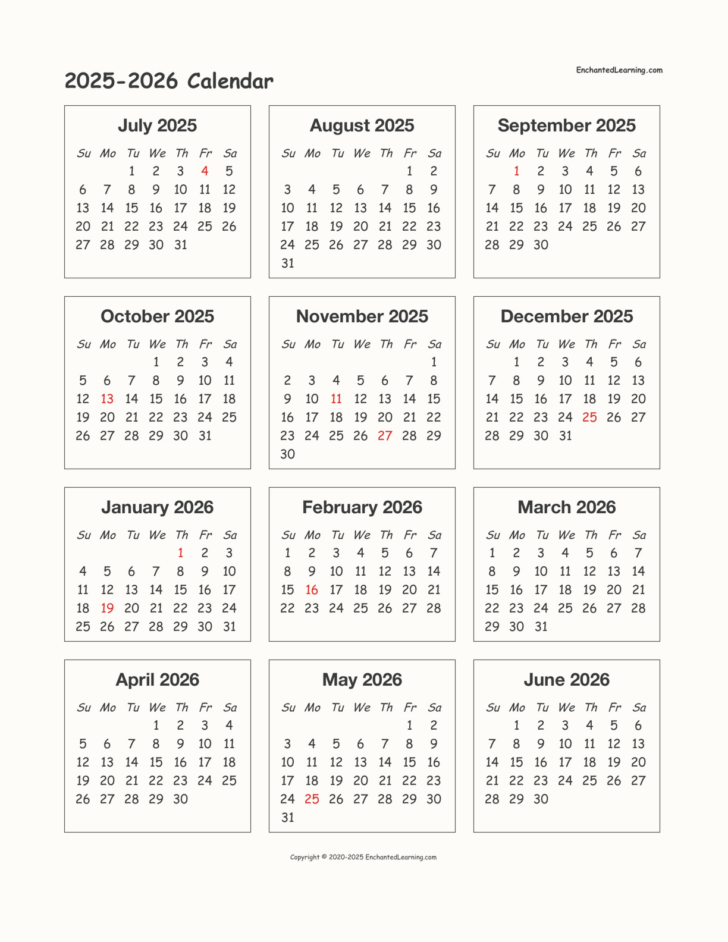 June 2025 to June 2026 Calendar | Calendar 2025