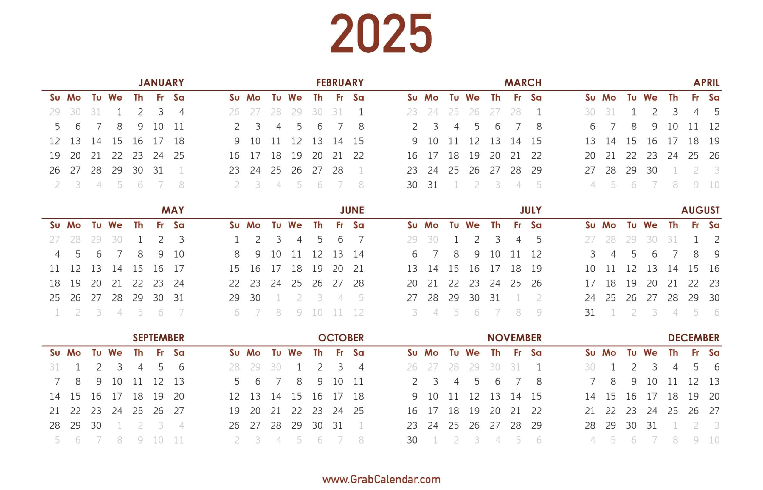 2025 Calendar - Grab Calendar | June 2025 to December 2025 Calendar
