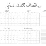 2025 Four Month Calendars   31 Free Printables | Printabulls | June July August September 2025 Calendar