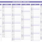 2025 Half Year Calendar To Print |  Calendar 2025