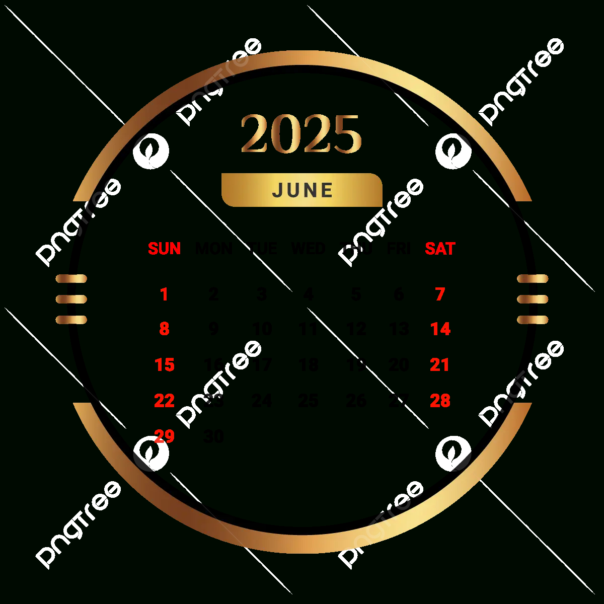 2025 June Month Calendar With Golden And Black Vector, Monthly | Calendar 2025