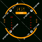 2025 June Month Calendar Yellow And Black Vector, Monthly Calendar | June 2025 Calendar Png