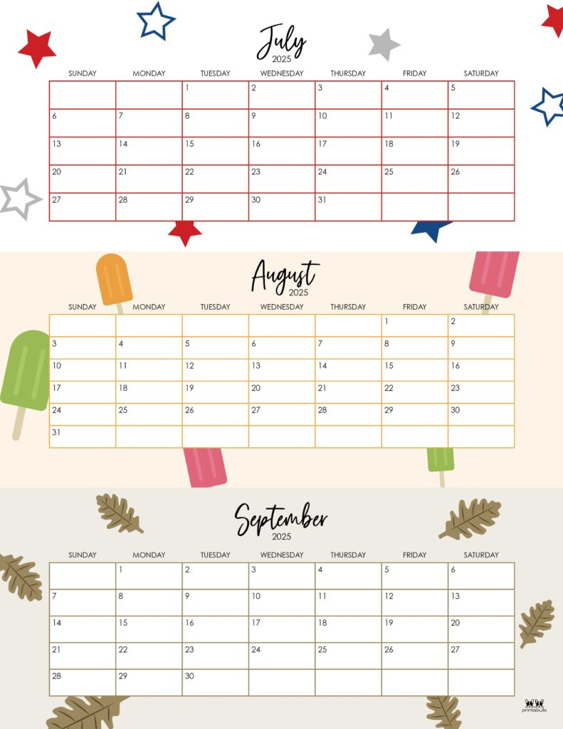 2025 Summer Calendars - 27 Free Printables | Printabulls | Calendar 2025