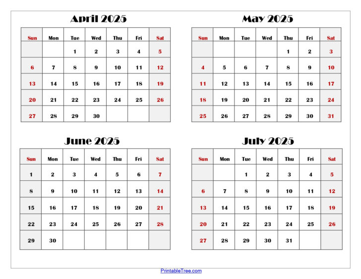April Through June 2025 Calendar | Calendar 2025
