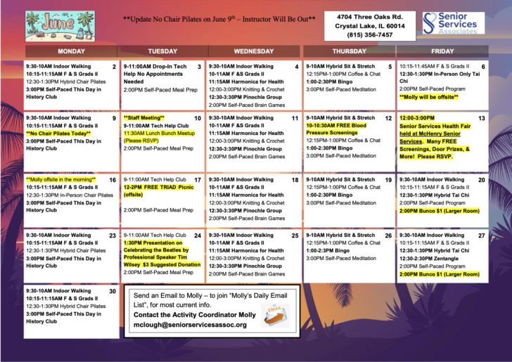 June Activity Calendar For Seniors 2025 | Calendar 2025