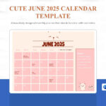 Cute June 2025 Calendar Template In Google Docs, Psd, Illustrator | Google Calendar June 2025