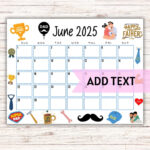 Editable Printable June Calendar 2025 | Cute Father'S Day Calendar | June  2025 Calendar | Monthly Calendar | Fillable Calendar   Etsy Denmark | June 2025 Calendar Father Day
