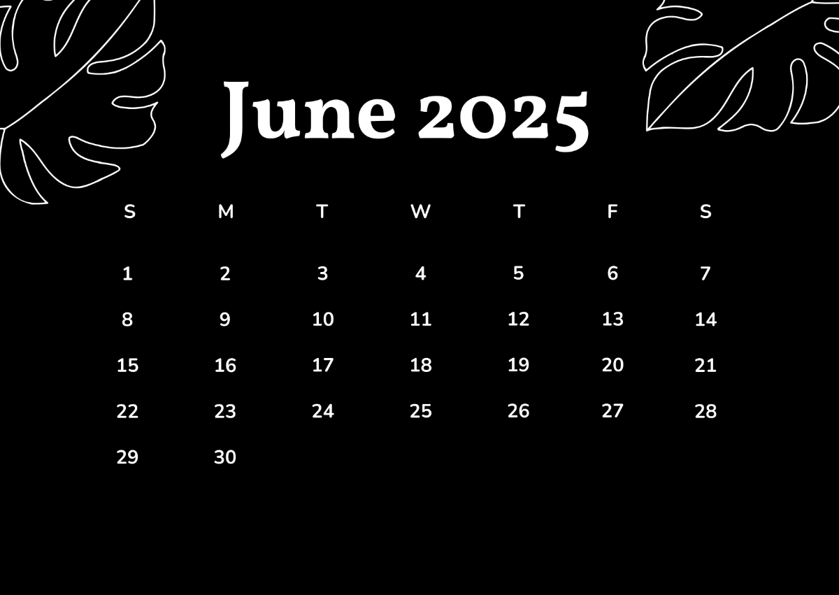 Free Aesthetic June 2025 Calendar Template To Edit Online | June 2025 Calendar Black Background