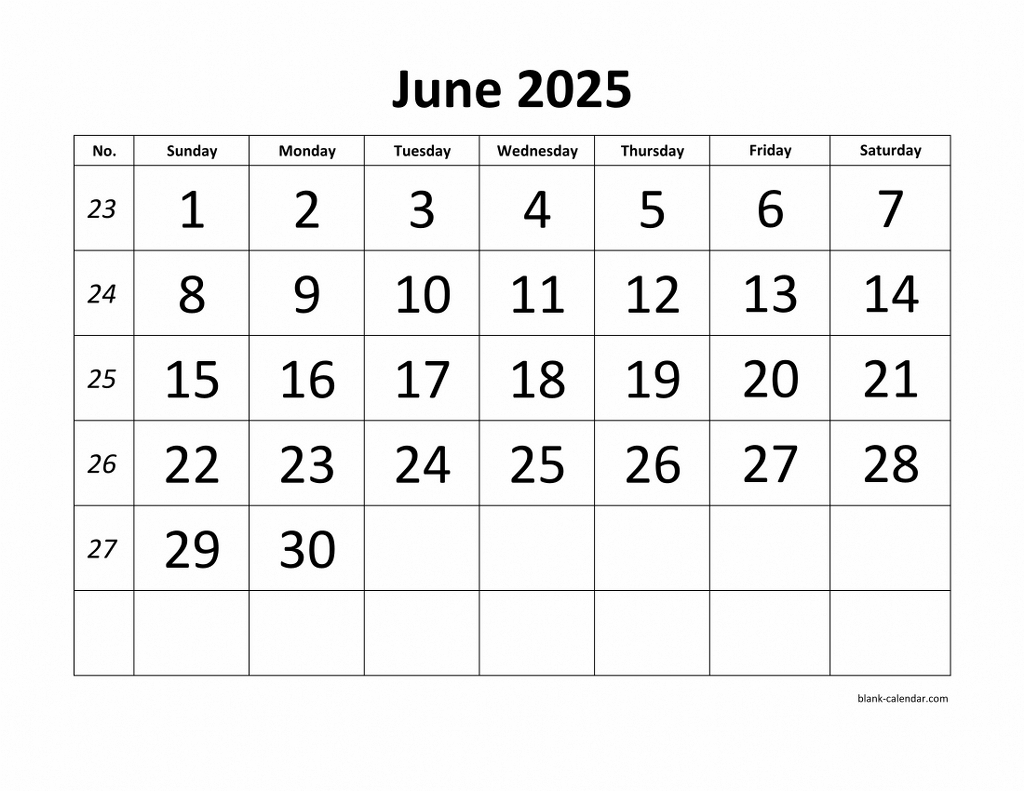 Free Download Printable June 2025 Calendar, Large Font Design | Show Me The Calendar Of June 2025