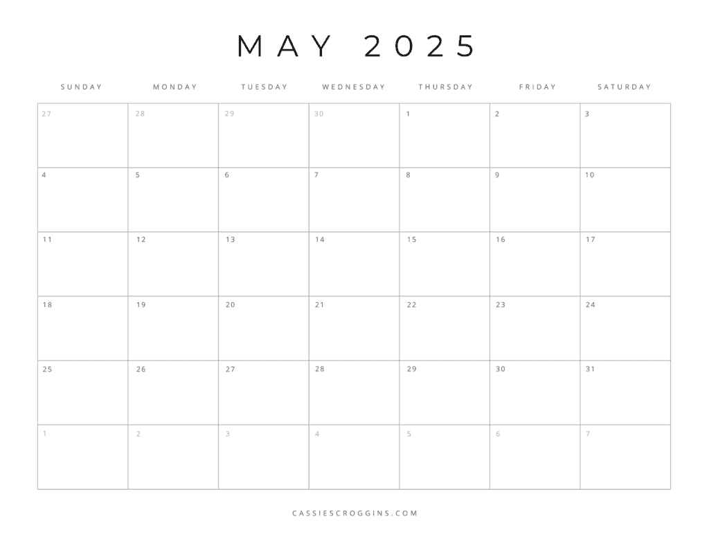 Free Printable 2025 Blank Calendar Templates (All 12 Months) | Printable Blank Calendar June 2025