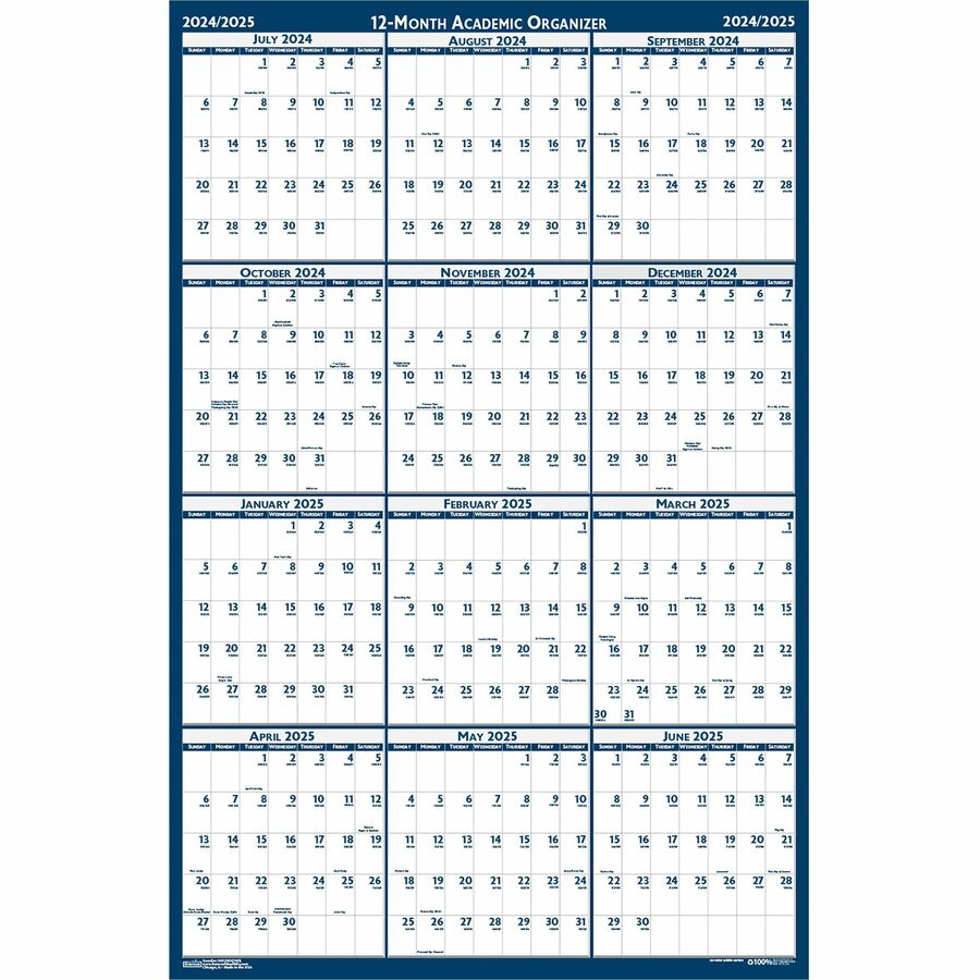 House Of Doolittle Academic July-June Wall Calendar - Julian Dates | June 2025 and July 2026 Calendar