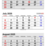 July 2025 Calendar | Templates For Pdf, Excel And Word | June July August 2025 Calendar Editable