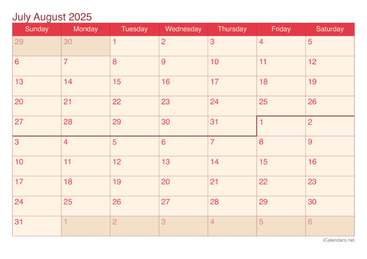June July and August Calendar 2025 | Calendar 2025