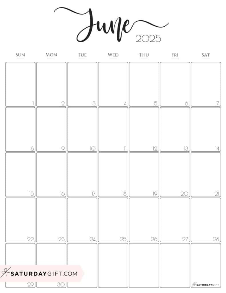June 2025 Calendar - 23 Cute &amp;amp; Free Printables | June 2025 Calendar Portrait