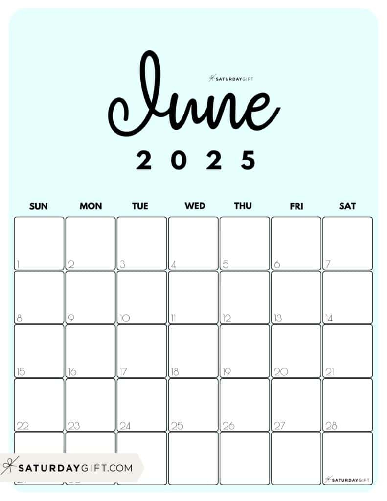 June 2025 Calendar - 23 Cute &amp;amp; Free Printables | Month Of June Calendar Printable