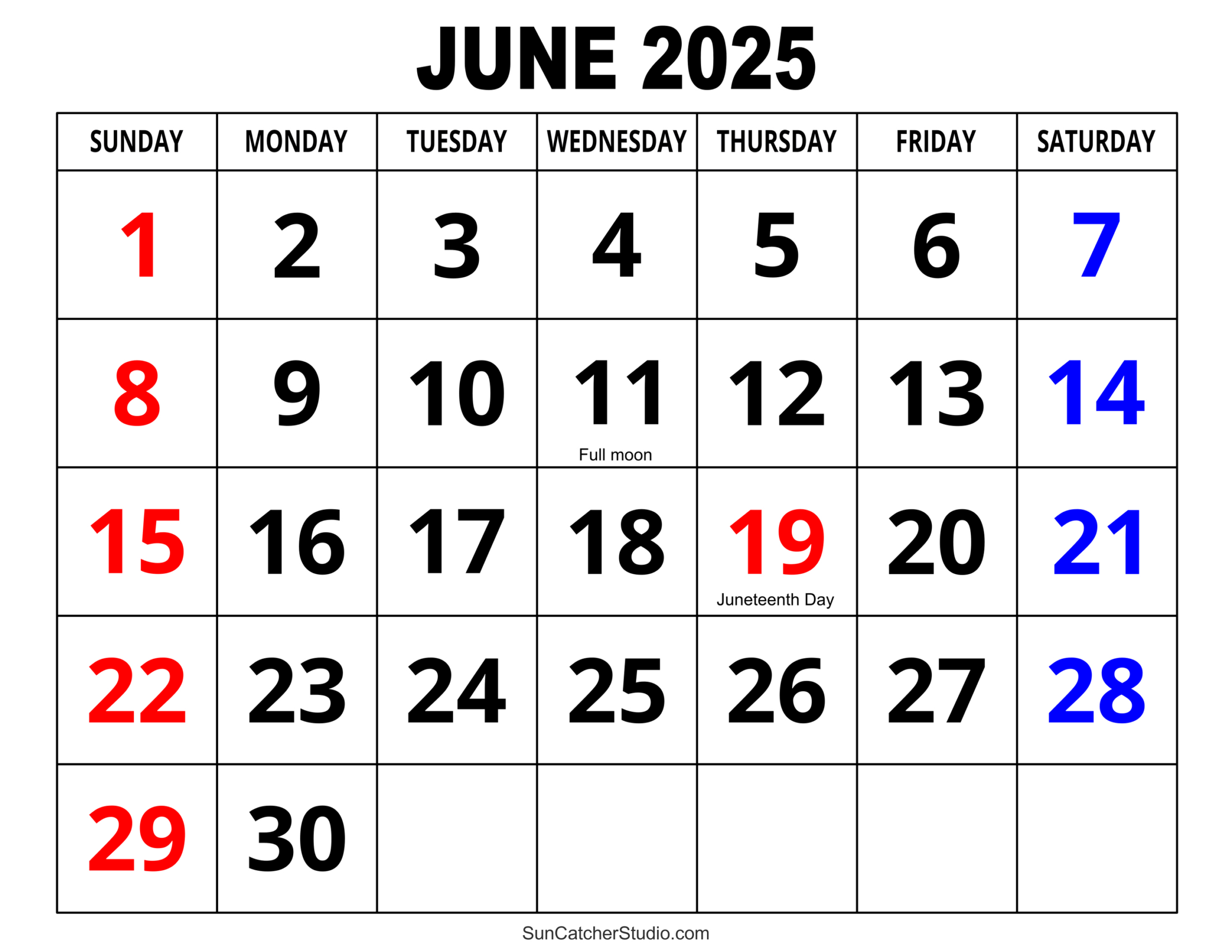 June 2025 Calendar (Free Printable) – Free Printables, Monograms | Calendar 2025