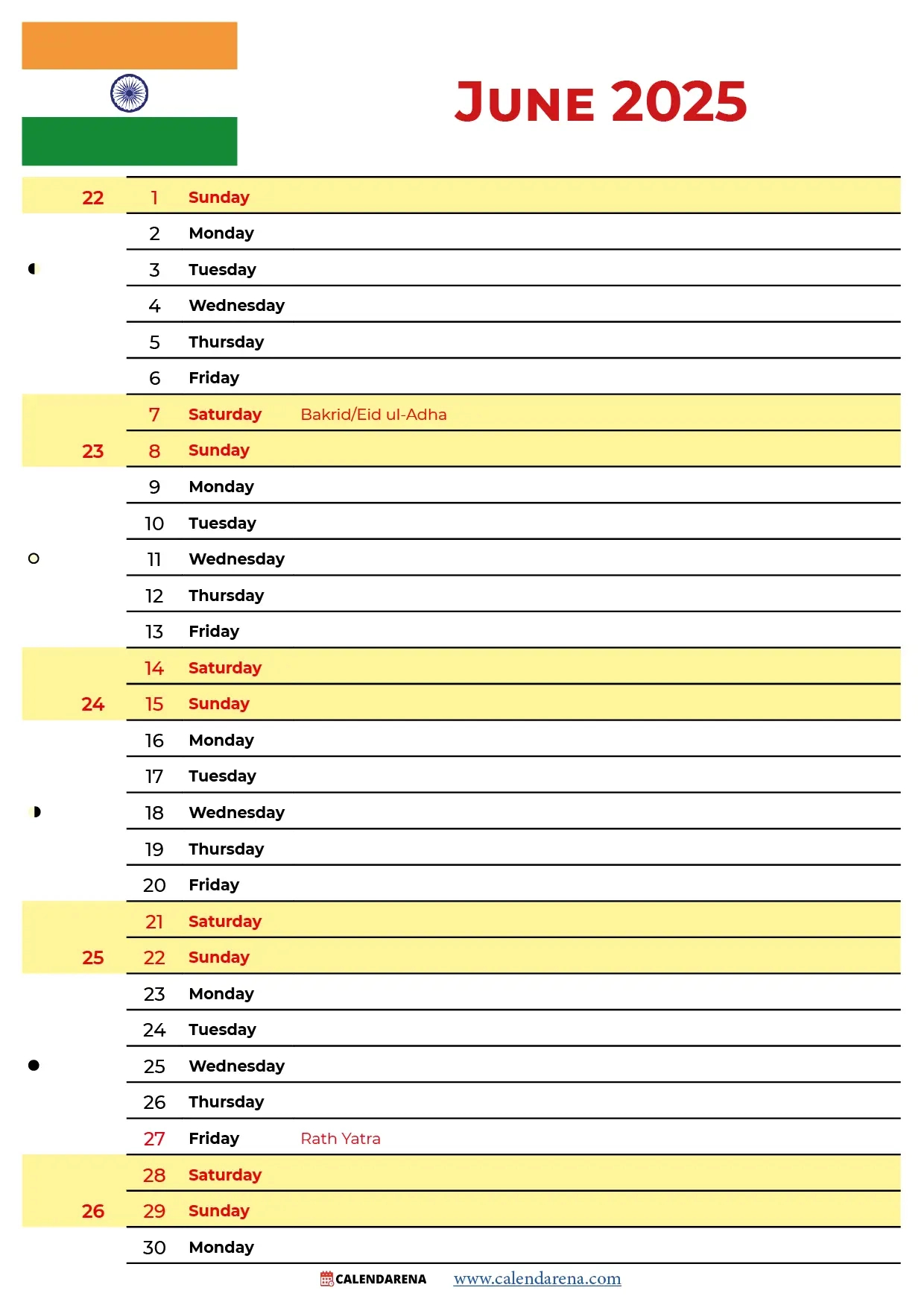 June 2025 Calendar India | Show The Calendar For June 2025