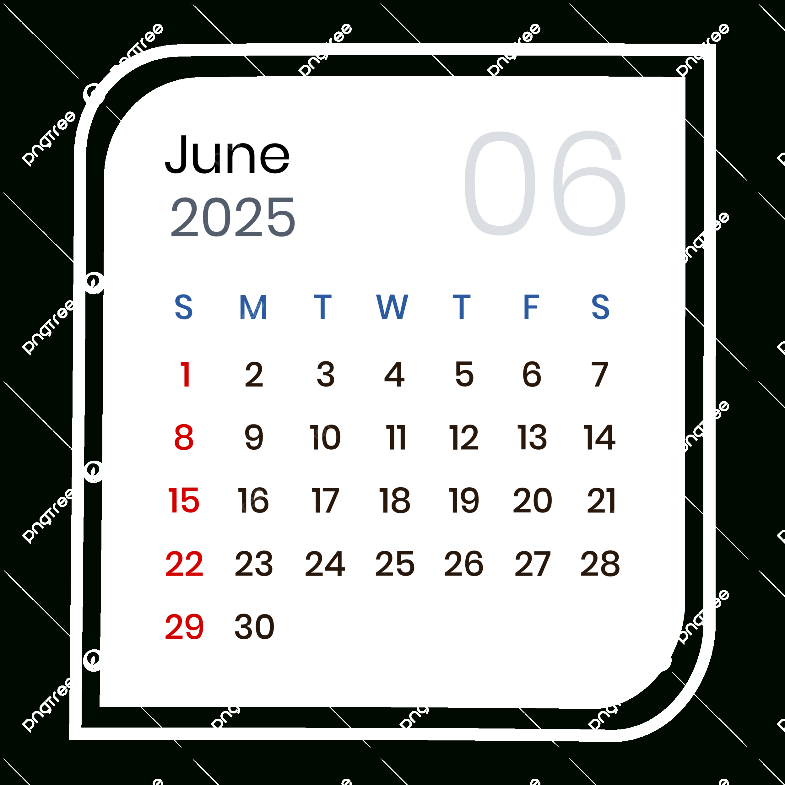 June 2025 Calendar Minimalist Vector, June 2025, June 2025 | June 2025 Calendar Png