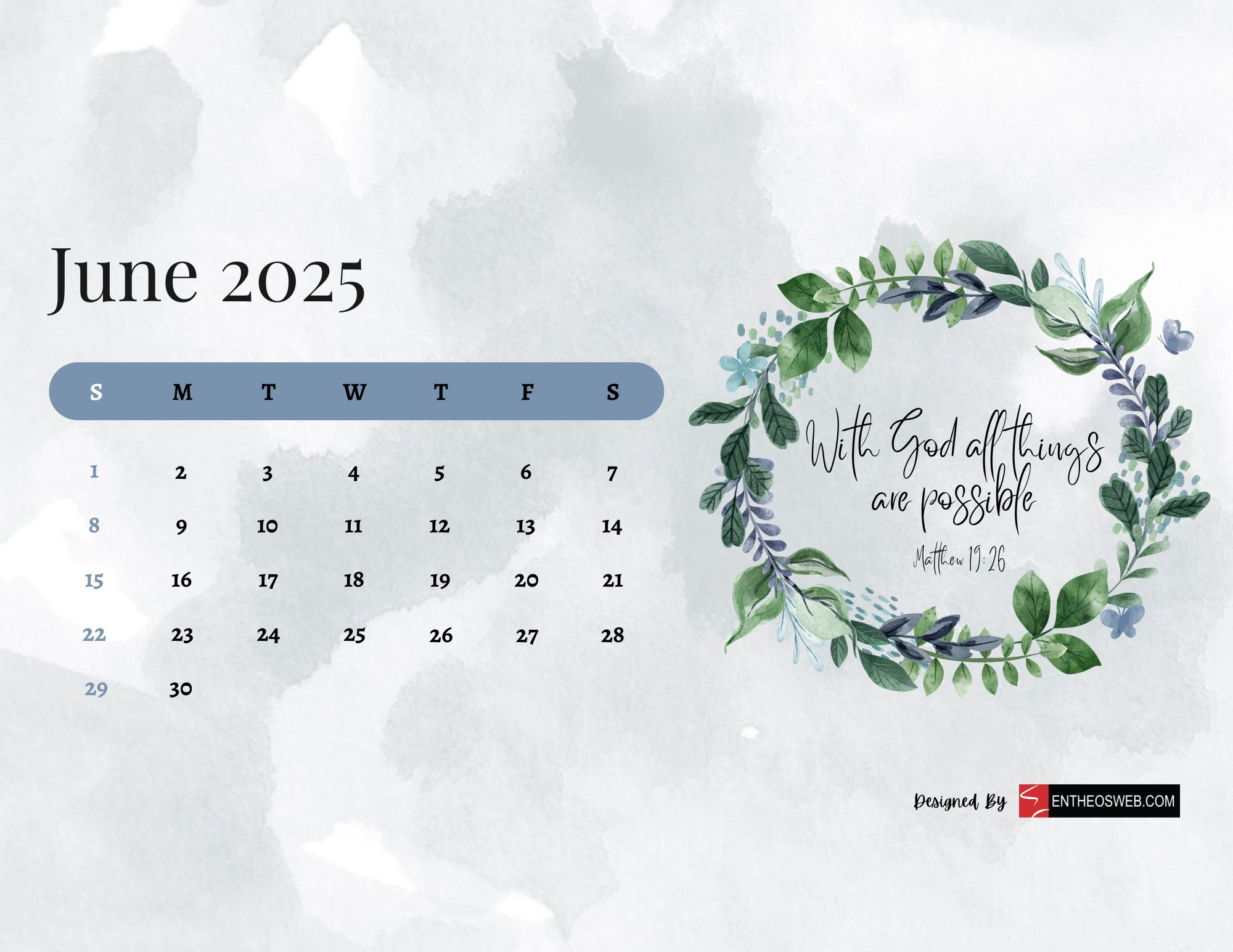 June 2025 Calendar Printables | Entheosweb | June 2025 Calendar Desktop Wallpaper