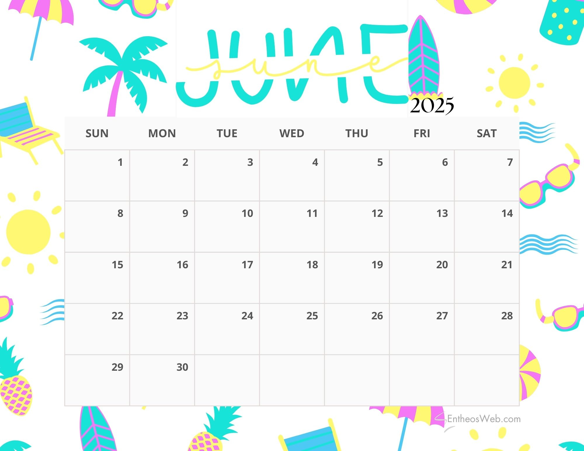 June 2025 Calendar Printables | Entheosweb | June Themes For Calendar 2025