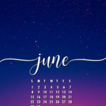 June 2025 Calendar Wallpaper With Night Sky & Sunset Gradient | June 2025 Calendar Black Background